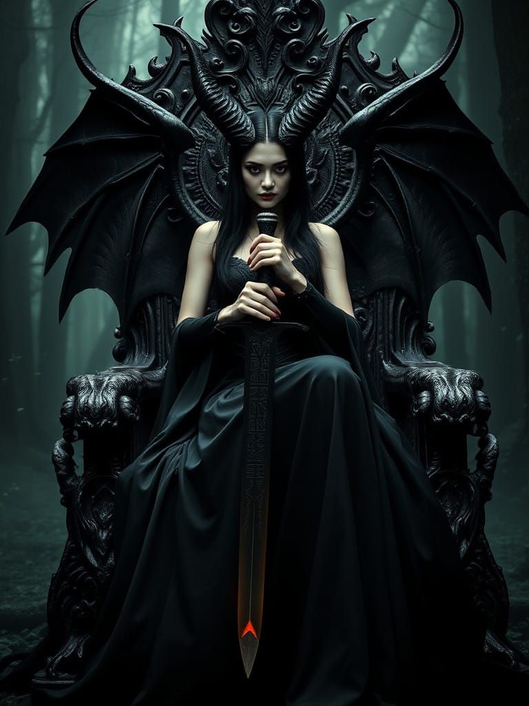 Gothic Female Demon in Regal Splendor