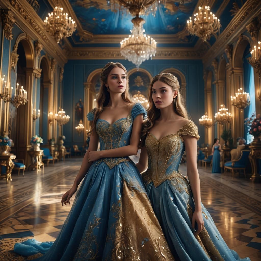 Cinderella Portrait in Grand Ballroom, Fantasy Concept Art
