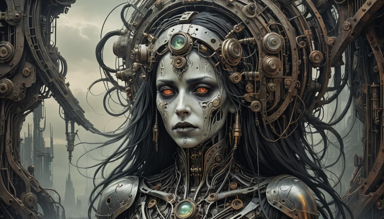 Dystopian La Llorona in Surreal Dieselpunk Style