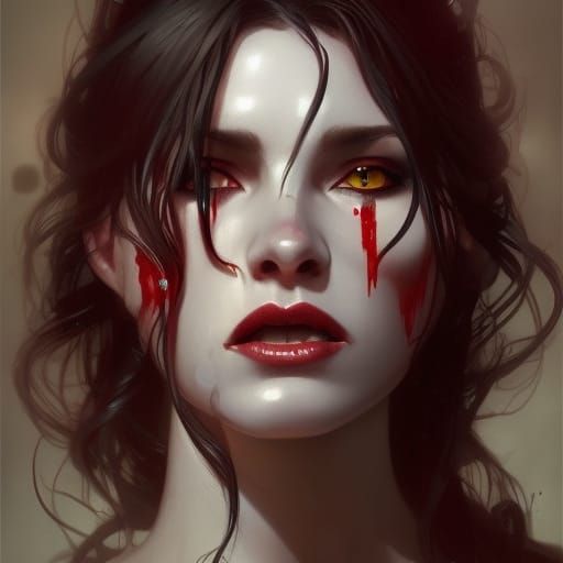 Vampire Blood Portrait in Art Nouveau Style