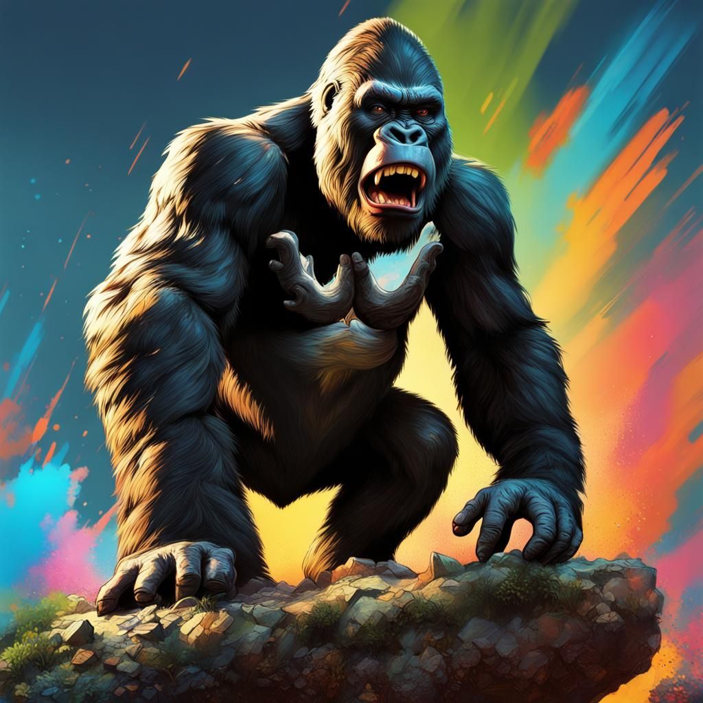 Hyperrealistic King Kong Concept Art with Side Lighting