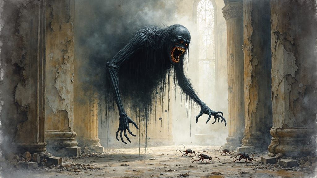 Ethereal Entity in Abandoned Cathedral