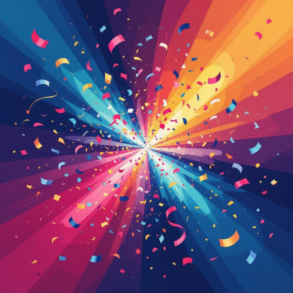 Abstract Celebration of Joyful Confetti and Streamers