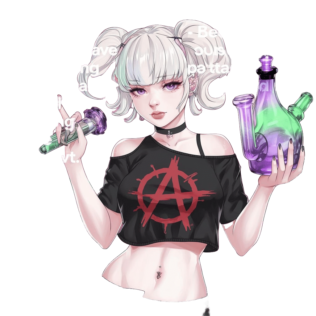 Anime Girl with Unicorn Bong in Manga Style