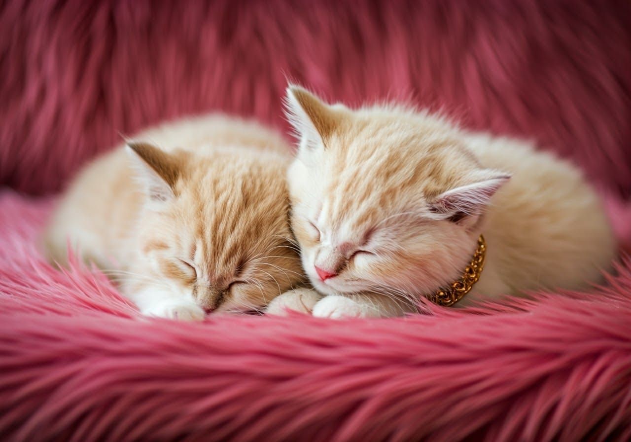 Fluffy Kittens on Luxurious Pink Faux Fur