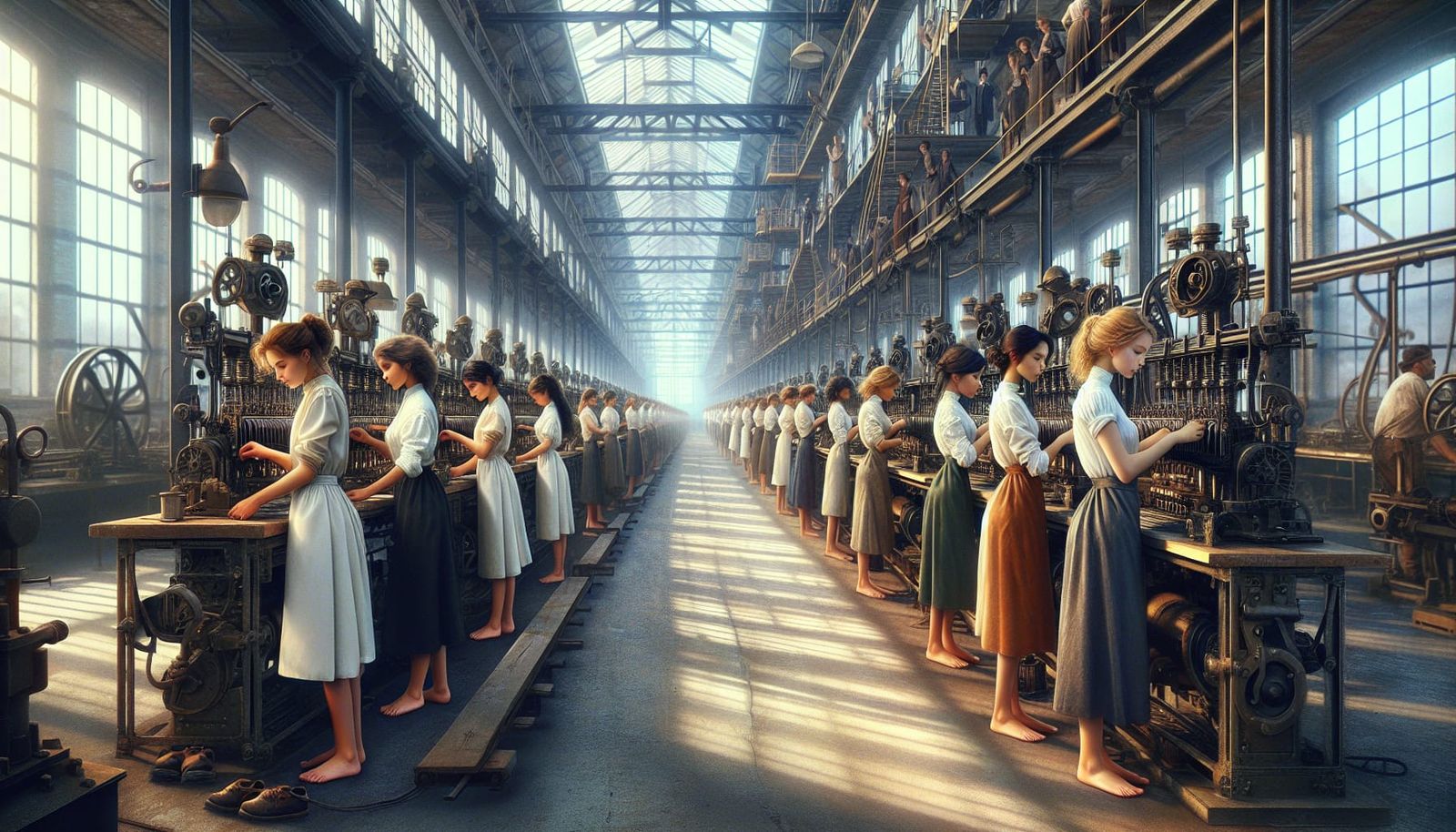 Steampunk Factory Workers in Soviet Realism Style