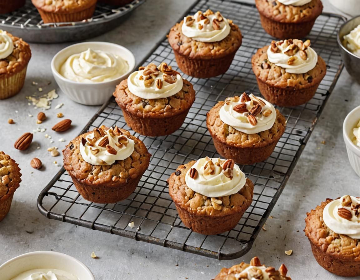 Freshly Baked Muffins with Whipped Cream: Cinematic Still