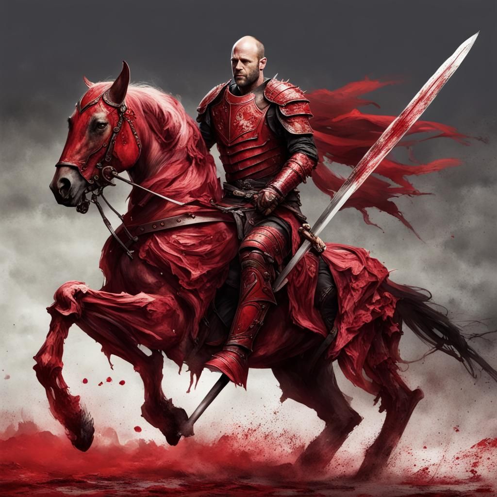 Undead Knight on Corrupted Pegasus in Crimson Armor