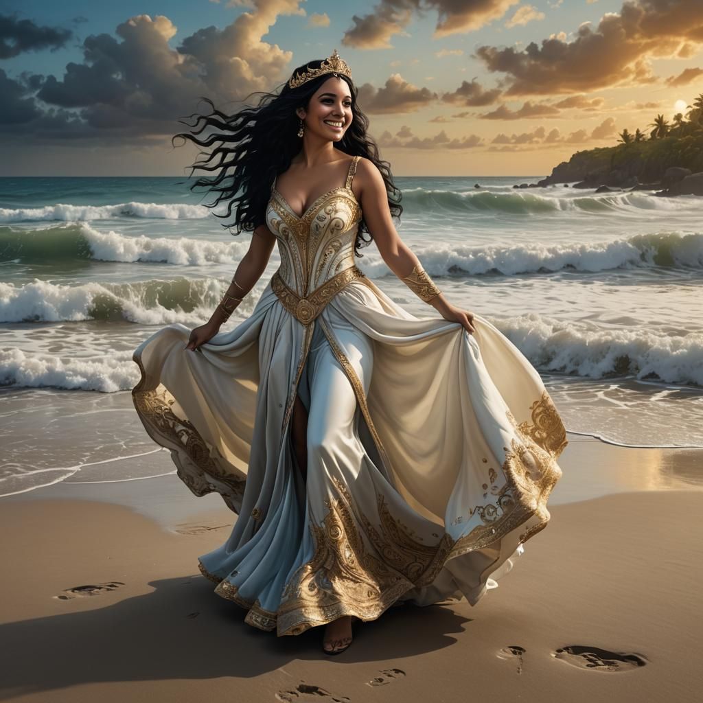 Puerto Rican Princess Dancing on the Beach