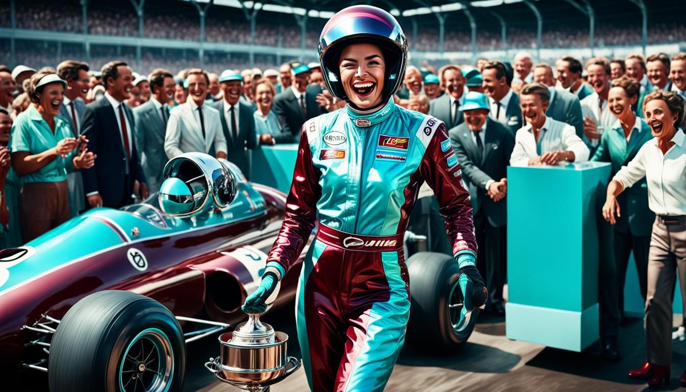 Victorious Racer Celebrates in Detailed Splash Art