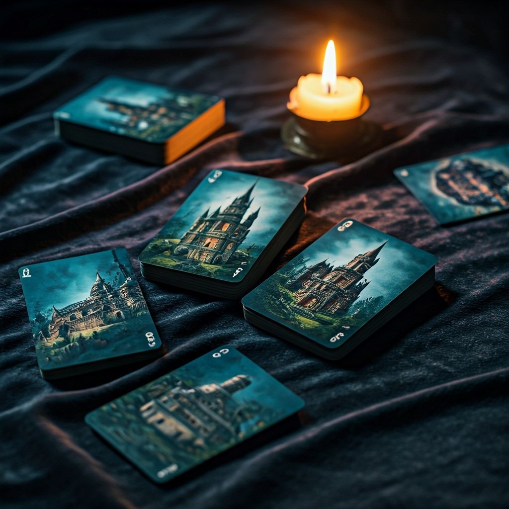 Gothic Castle Playing Cards in Matte Painting Style
