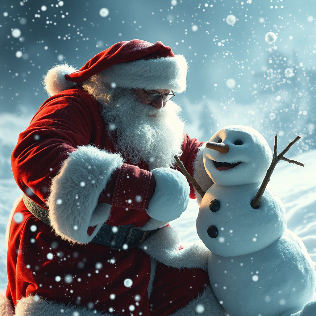 Santa Claus and Frosty's Epic Snowball Fight