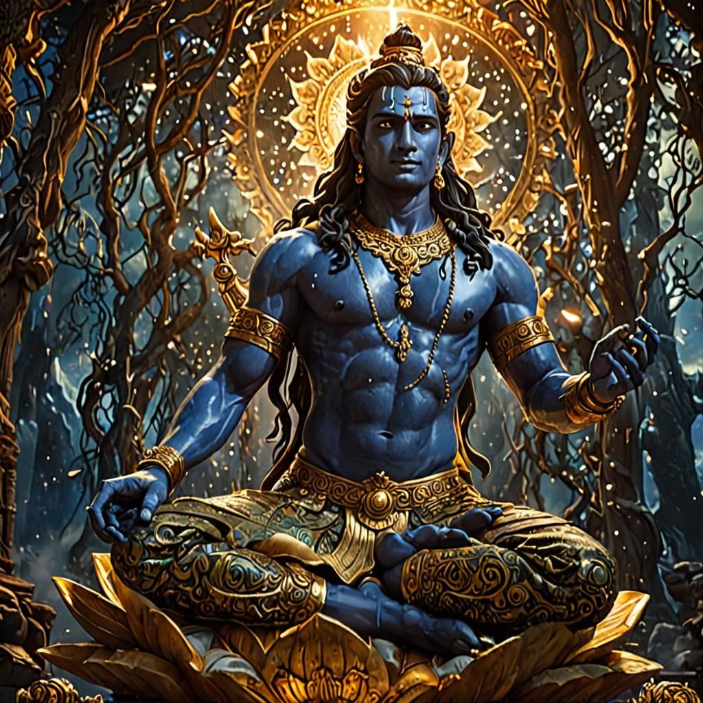 Lord Vishnu in Opulent Hindu Temple Splendor