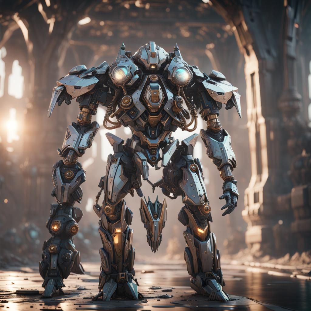 Futuristic Tempest Cleric with Intricate Mech Details