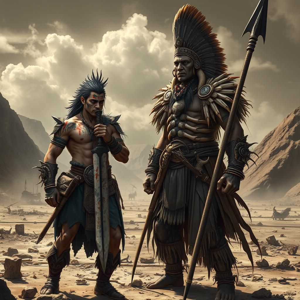 Warrior on Battlefield with Obsidian Sword