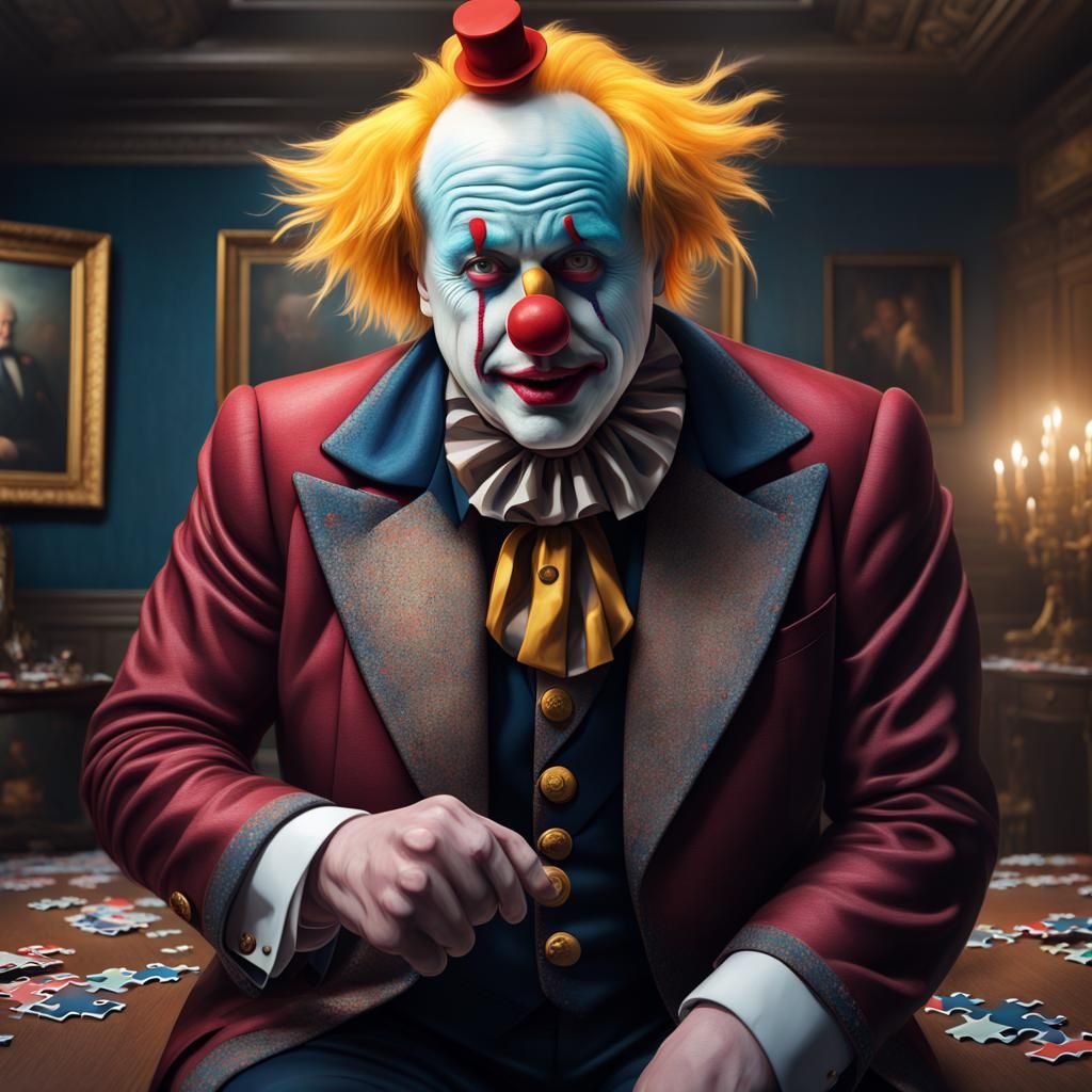 Jigsaw Puzzle: Boris Johnson as Detailed Clown