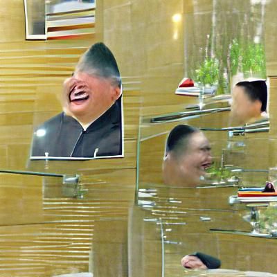 Kim Jong Un Laughs at Reflection