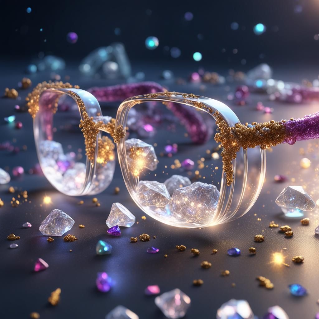 Quartz Crystal Glasses with Glittering Light