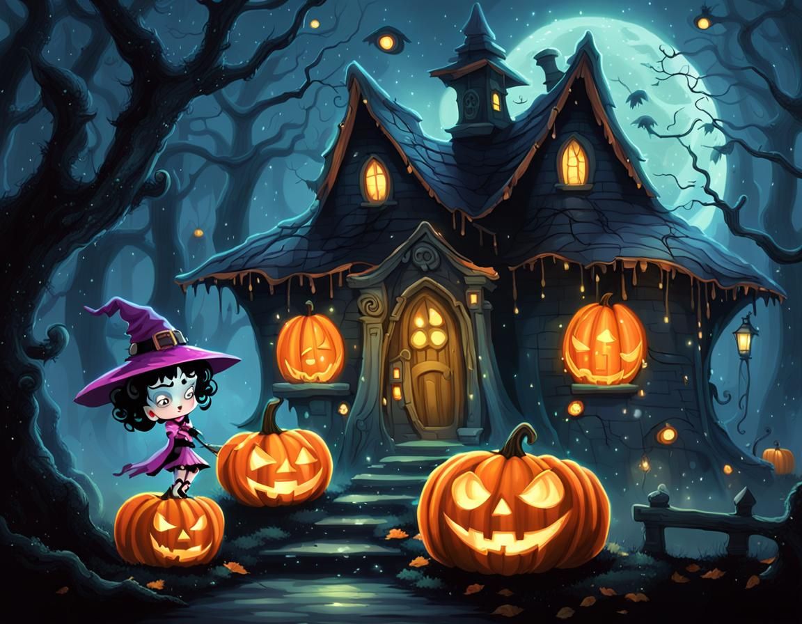 Betty Boop Witch Fairy in Enchanted Forest