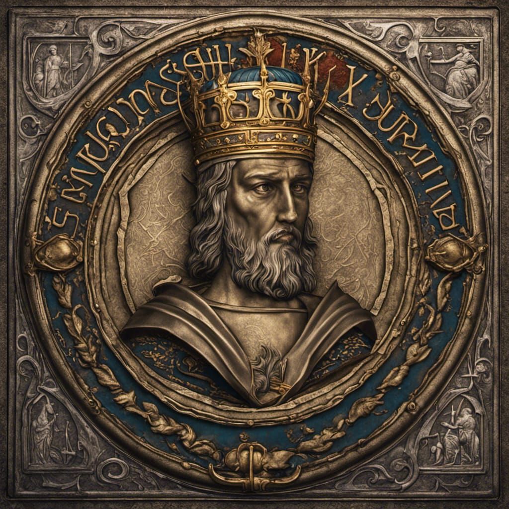 Medieval Saint Louis IX Medallion: Detailed Matte Painting