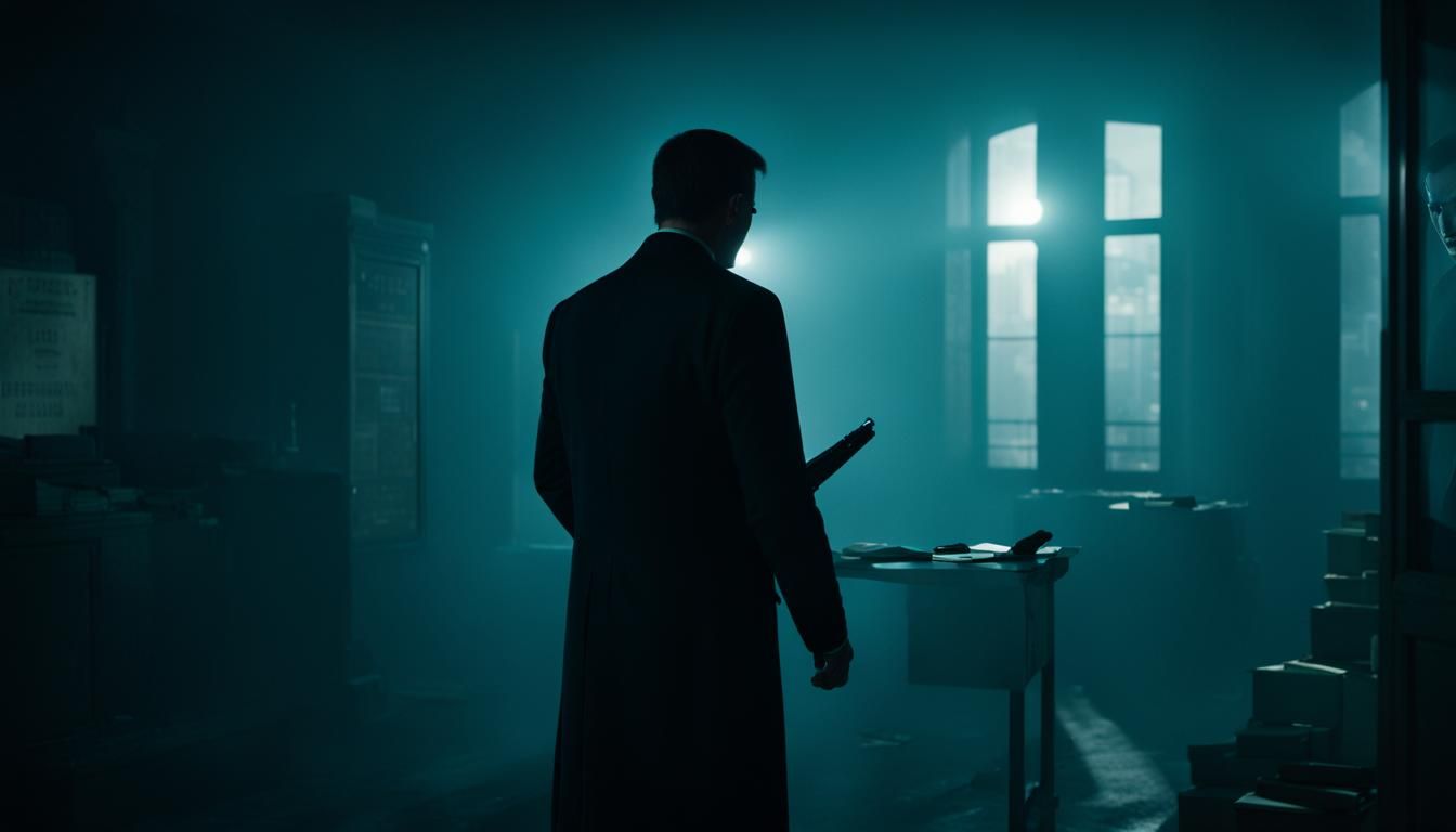 Government Agent with Classified Folder: Cinematic Film Stil...