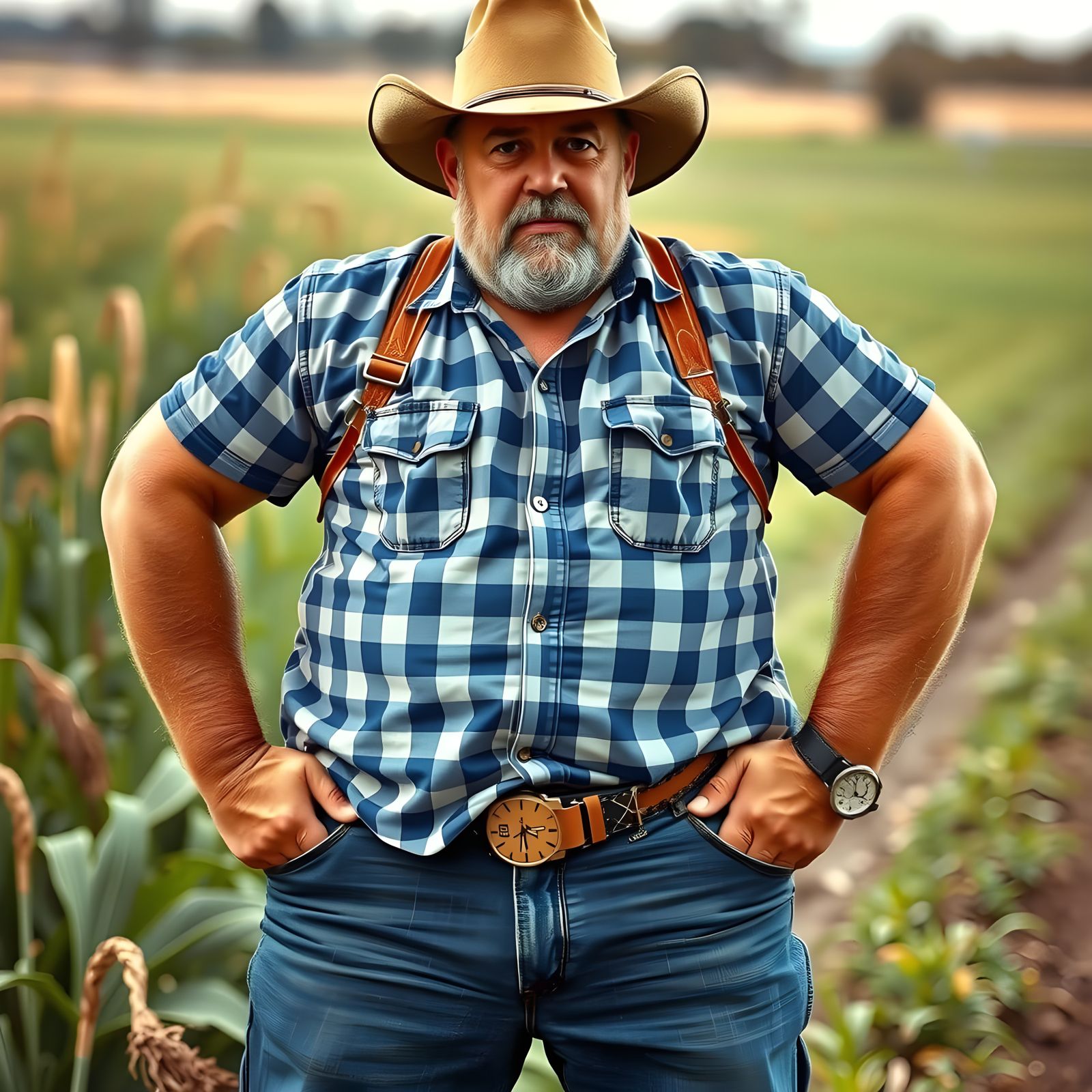 Muscular Rural Gentleman with Watch