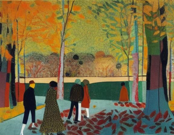 Autumn Walk in Abstract Expressionist Style