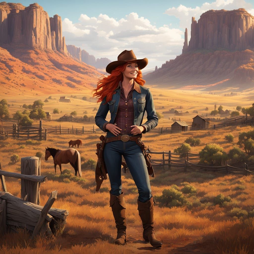 Surreal Western Legend in John Ford Style with 3D Anime Aest...