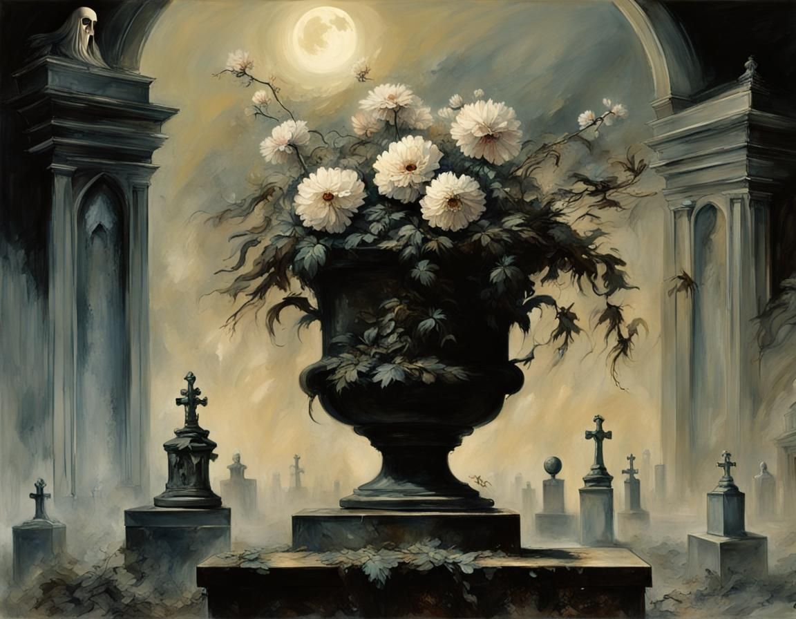 Moonlit Graveyard Bouquet in Fluid Acrylics
