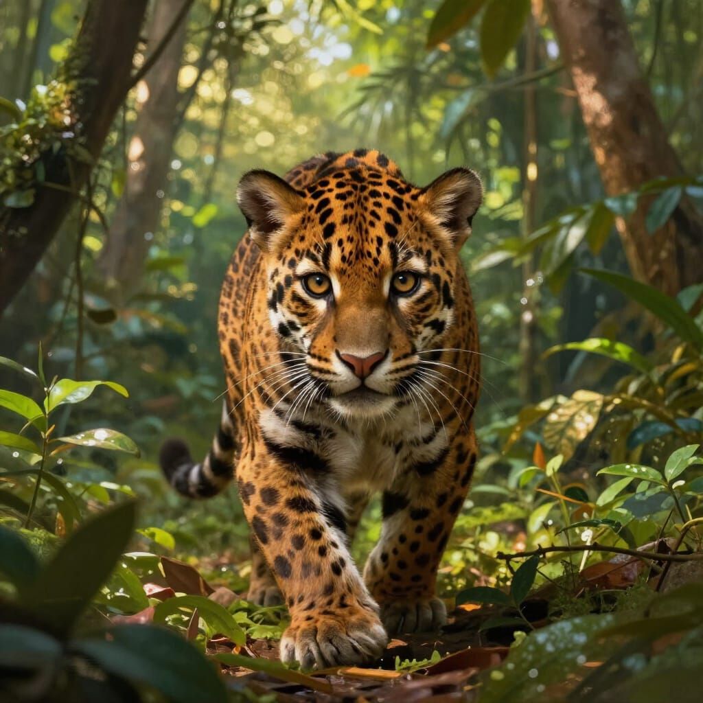 Fluffy Baby Jaguar in Amazon Rainforest