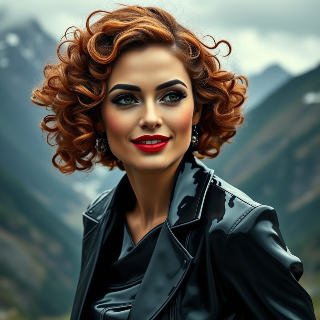 Rococo Woman in Mountains, Van Gogh Style