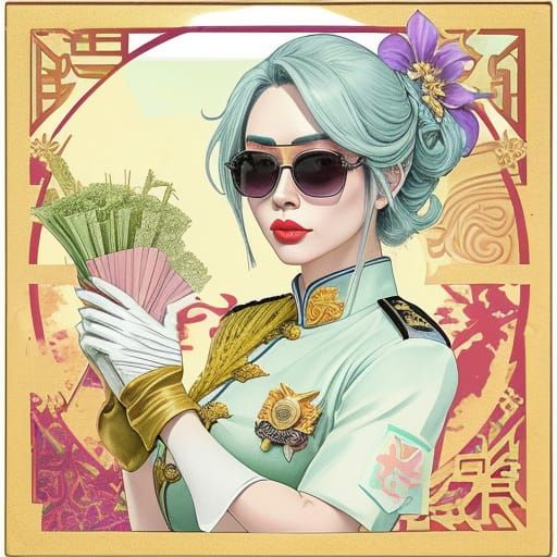 Lady Traffic Warden in Pastel Afterlife Dreamscape