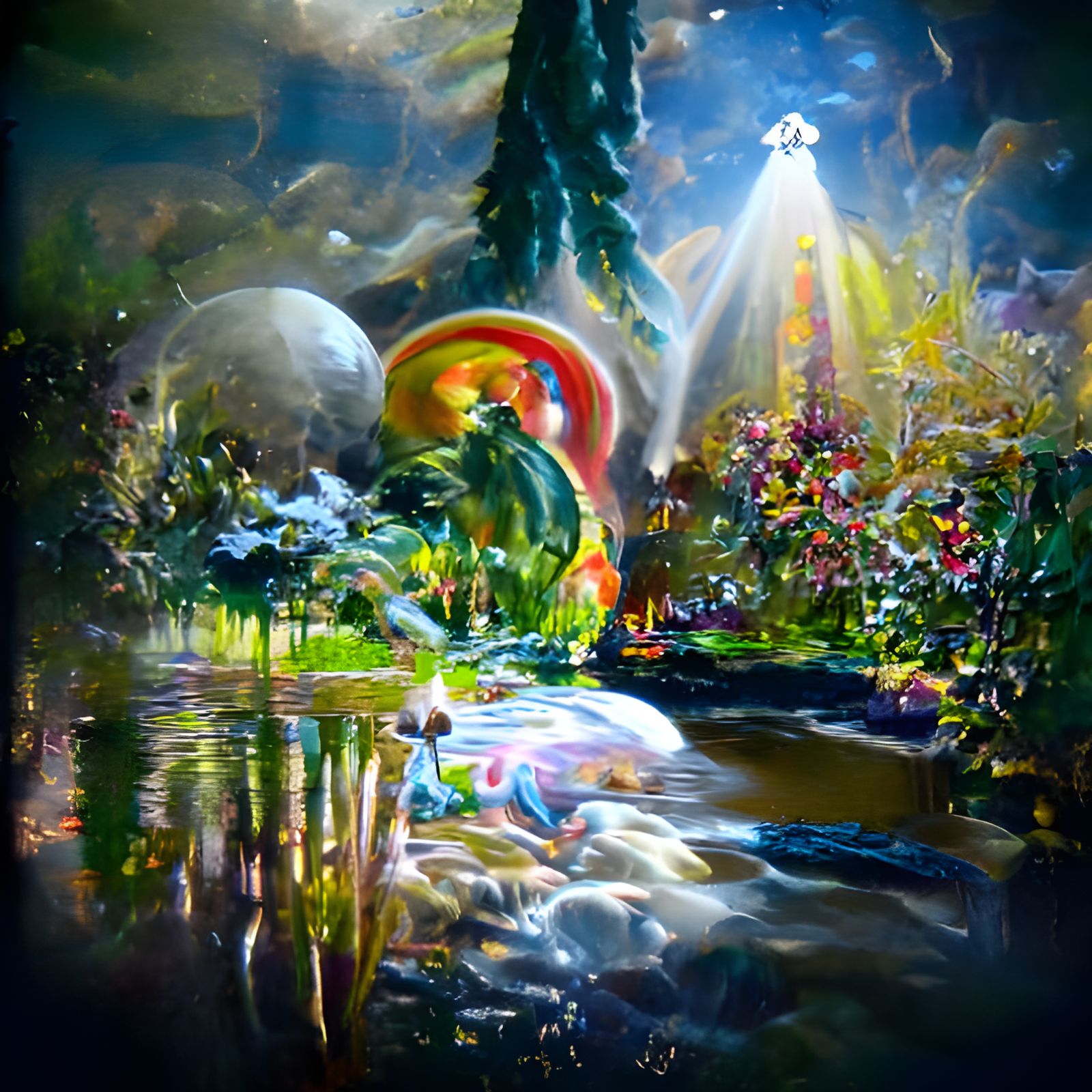 Enchanted Garden Scene in Astral Cosmic Style