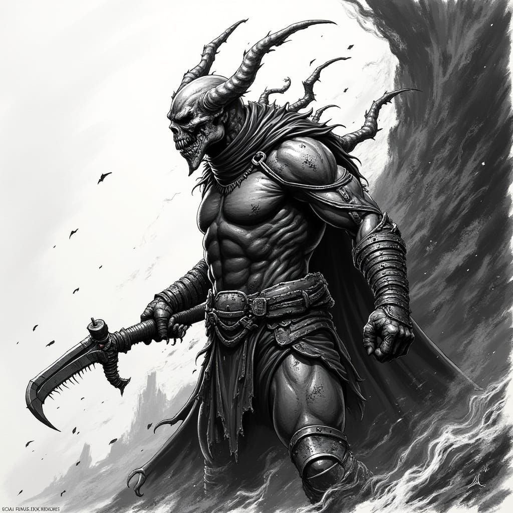 Grimdark Character Portrait in Comic Art Style