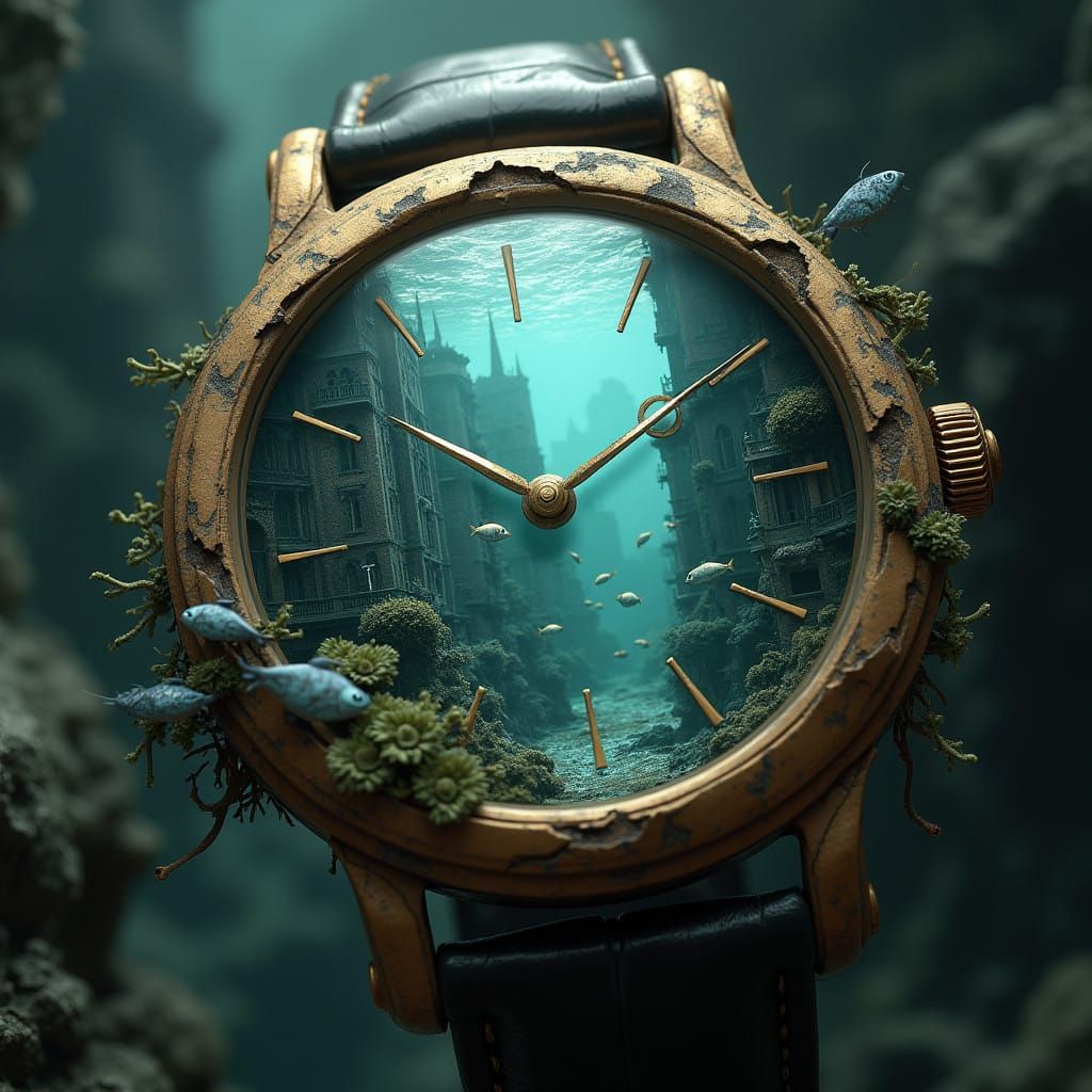 Vintage Wristwatch Unveils Hidden Underwater Cityscape in Ar...