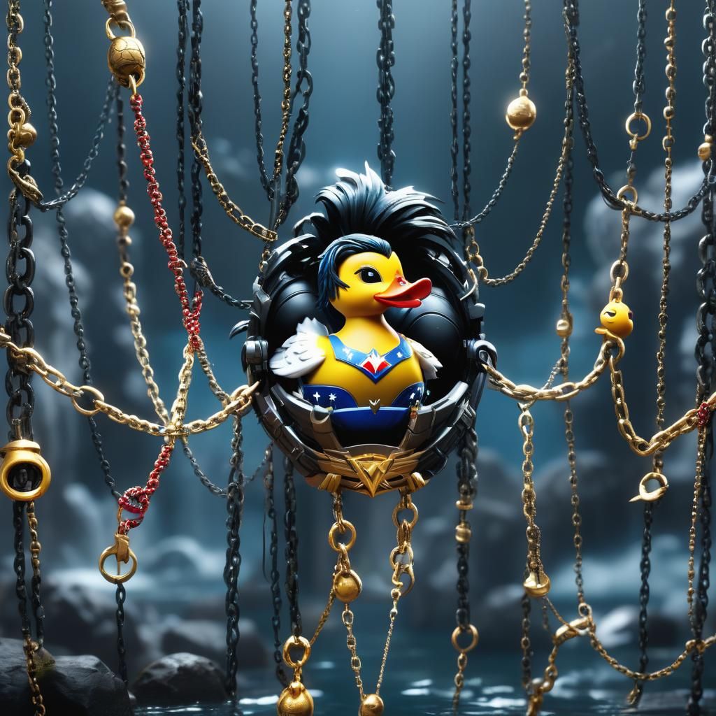 Wonder Woman Duck with Mohawk in Matte Painting