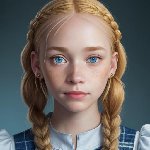 Smiling Girl with Braids: Professional Color Portrait