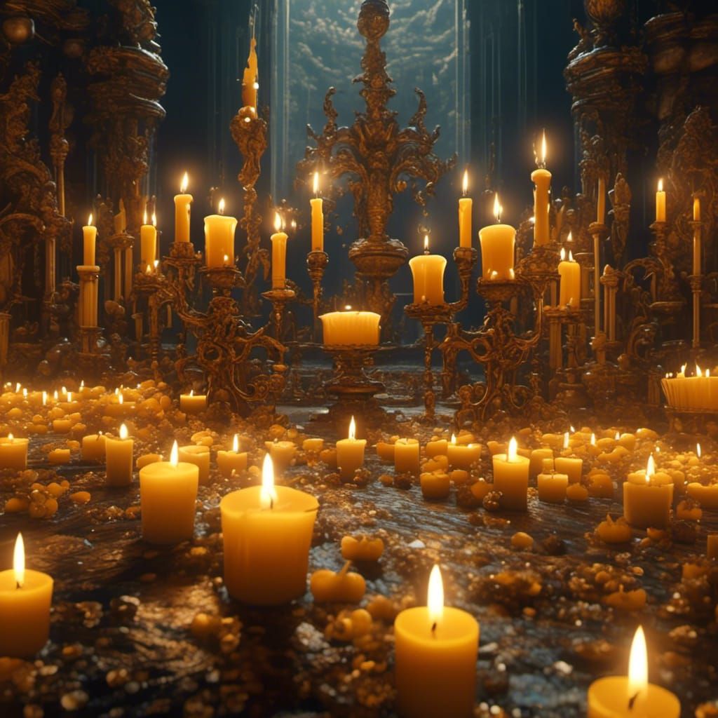 Yellow Candle Flickering: Cinematic Digital Matte Painting