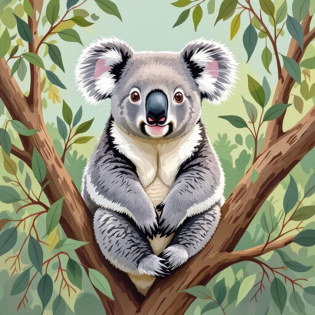 A koala sitting on a tree