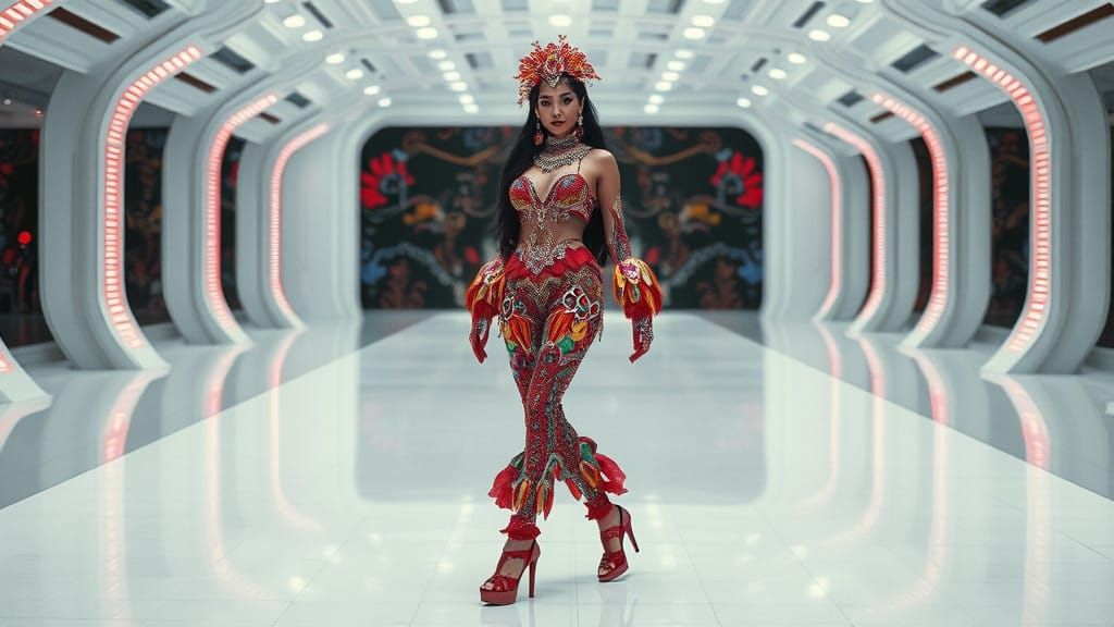 Hyperrealistic Fashion Icon Struts Down a Glamorous Catwalk