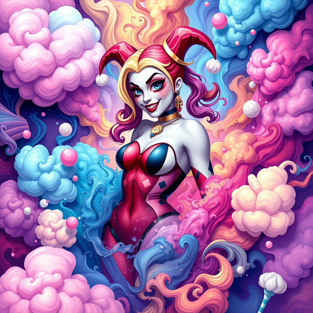 Harley Quinn in OkieDoki Drinks Explosion - Vector Art