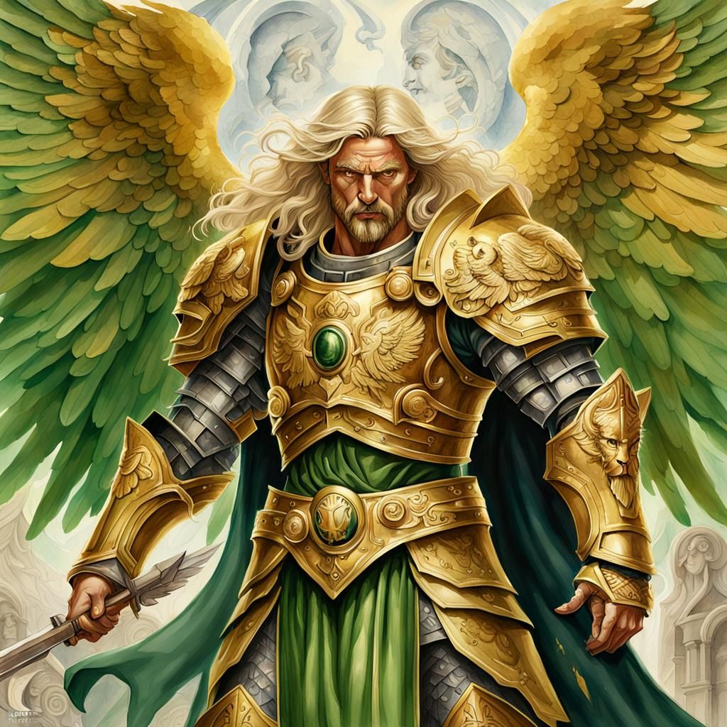 Elegant Renaissance Angel with Lion Face