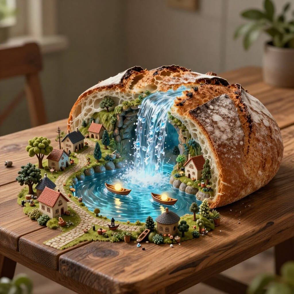 Miniature World Inside Rustic Bread Loaf