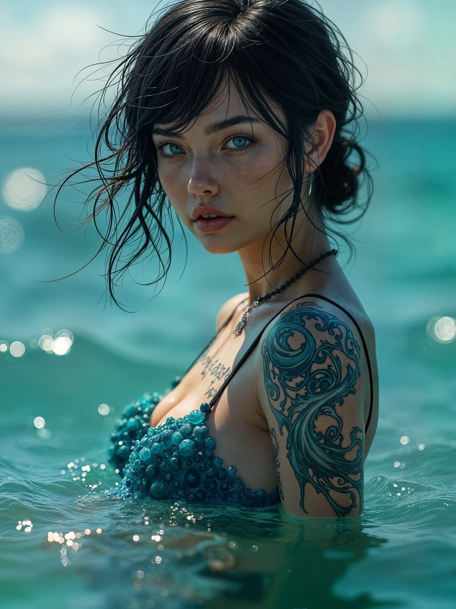 Surreal Mermaid Goddess in a Dreamy Oceanic Realm