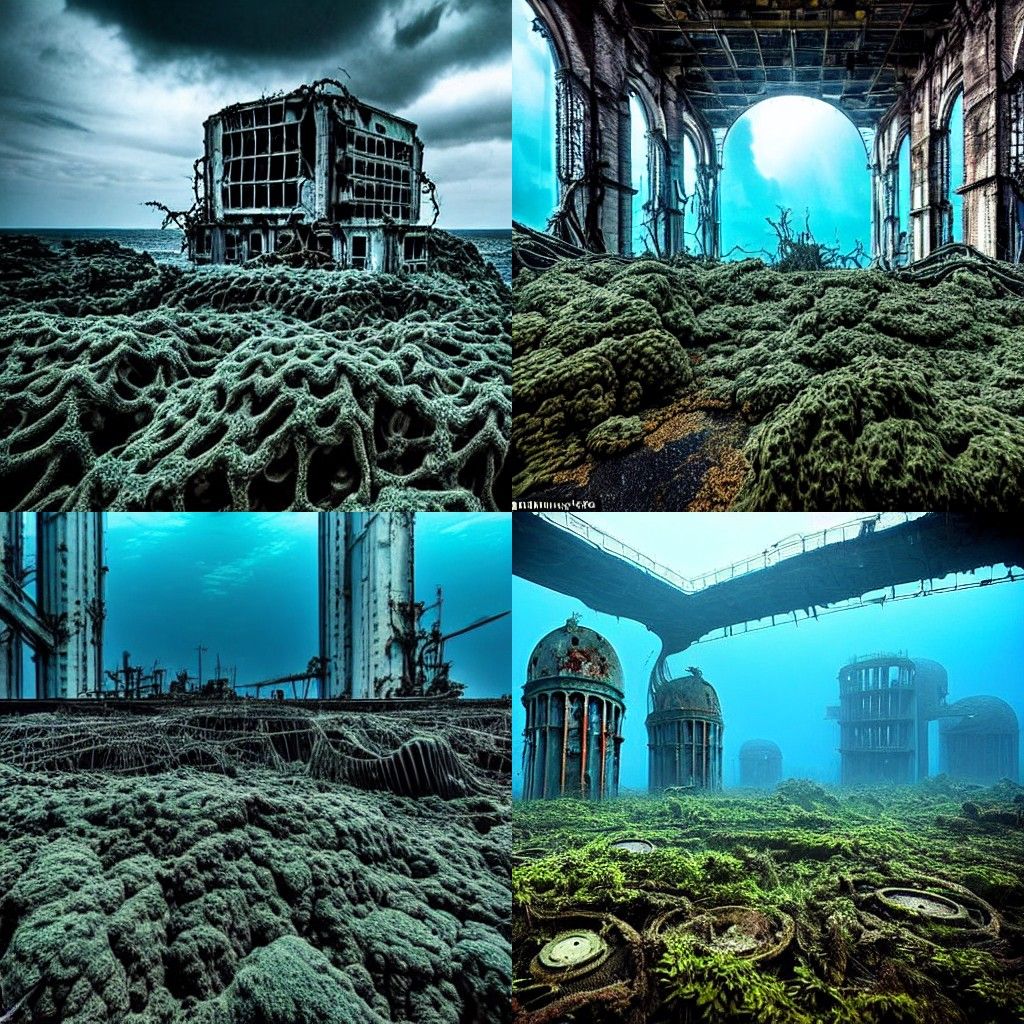 Epic Underwater Alien Cityscape with Marine Life
