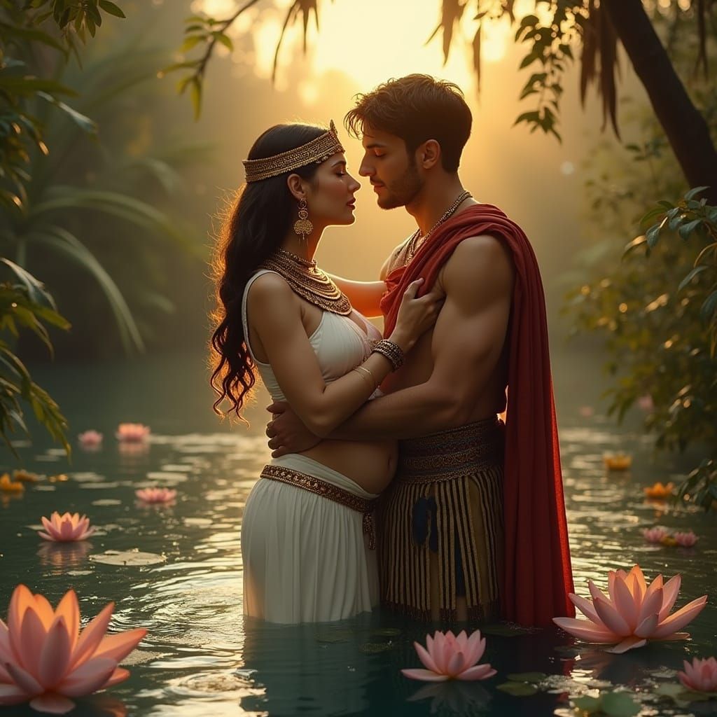 Egyptian Queen and Roman Soldier Bathing in the Nile