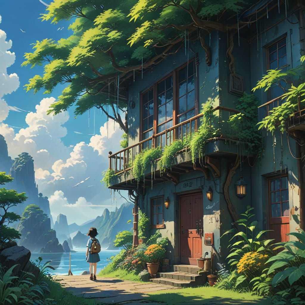 Vibrant Anime Studio Scene in Deep Color