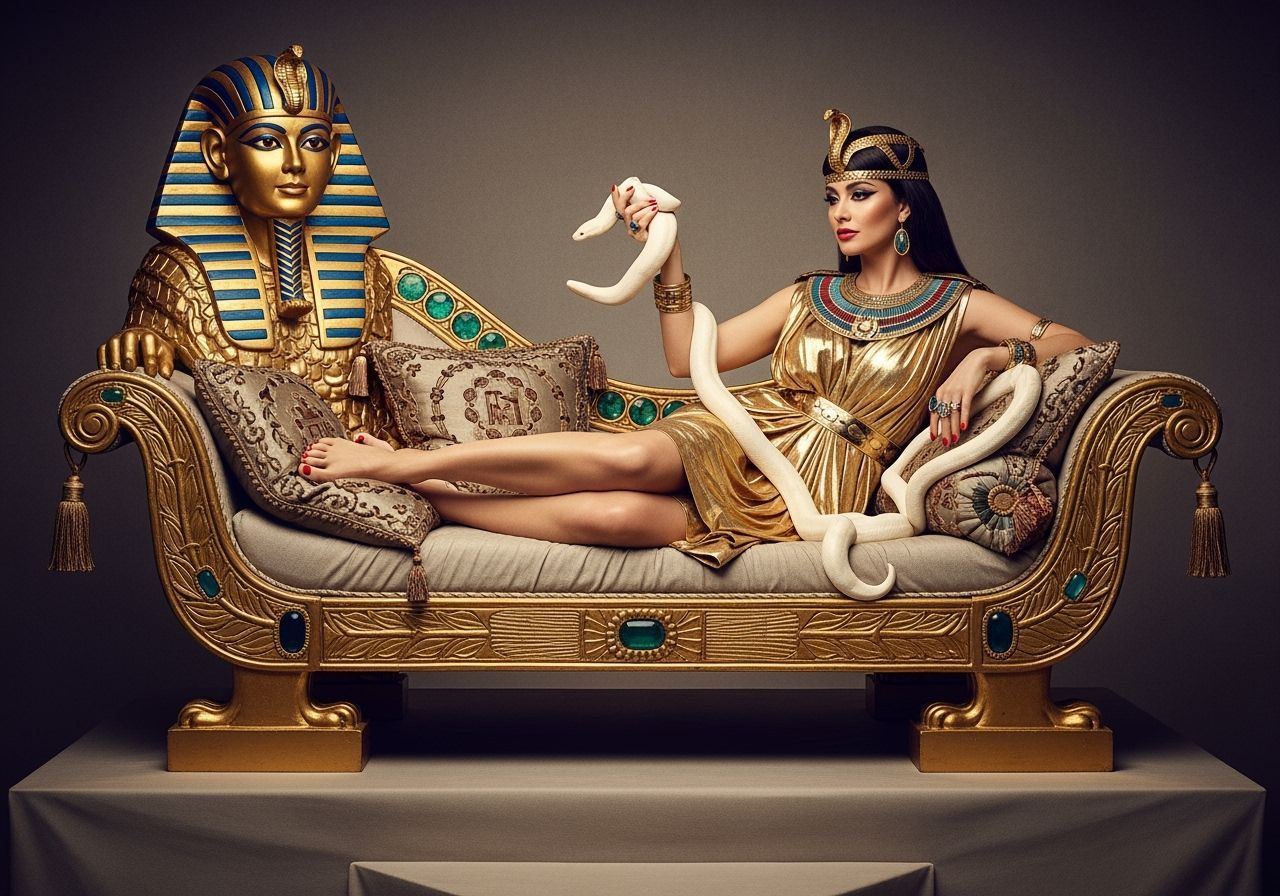 Egyptian Queen Lounging on a Golden Chaise Lounge