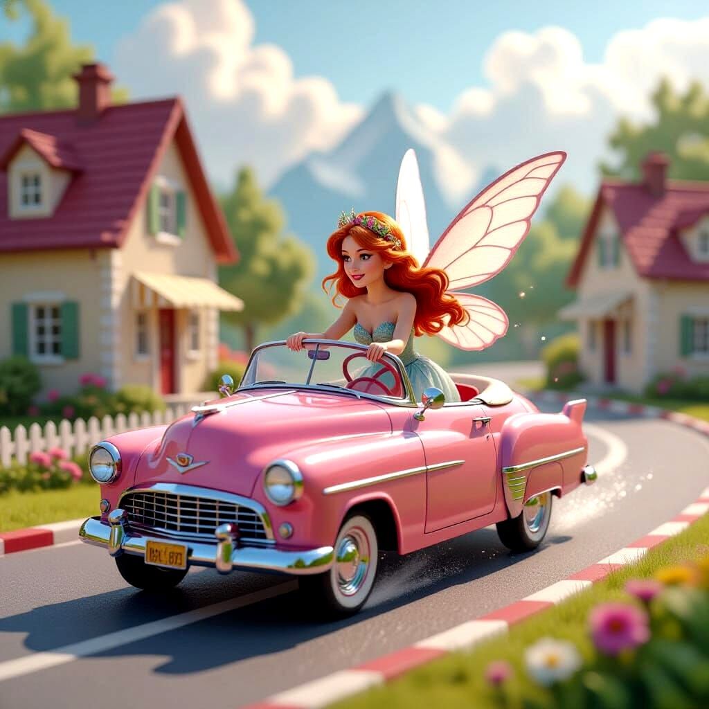 Fairy driving a Car