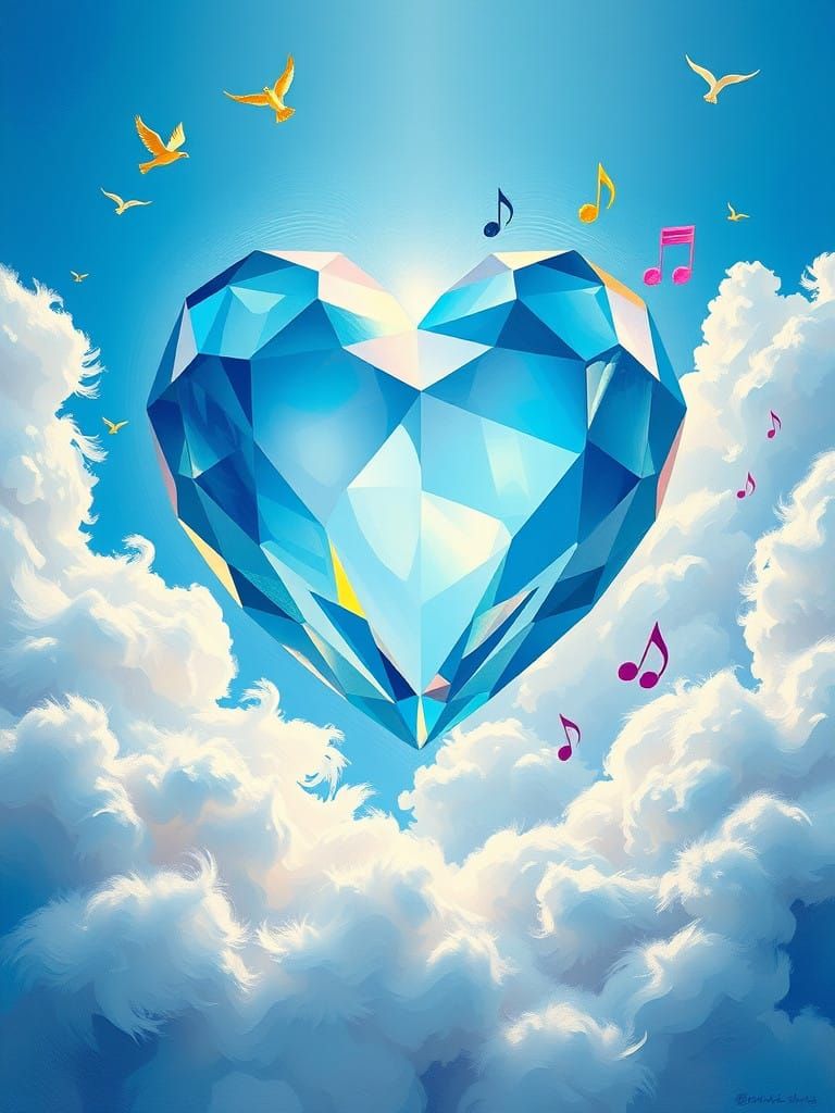 Dreamy Pastel Heart in Whimsical Cloudscape